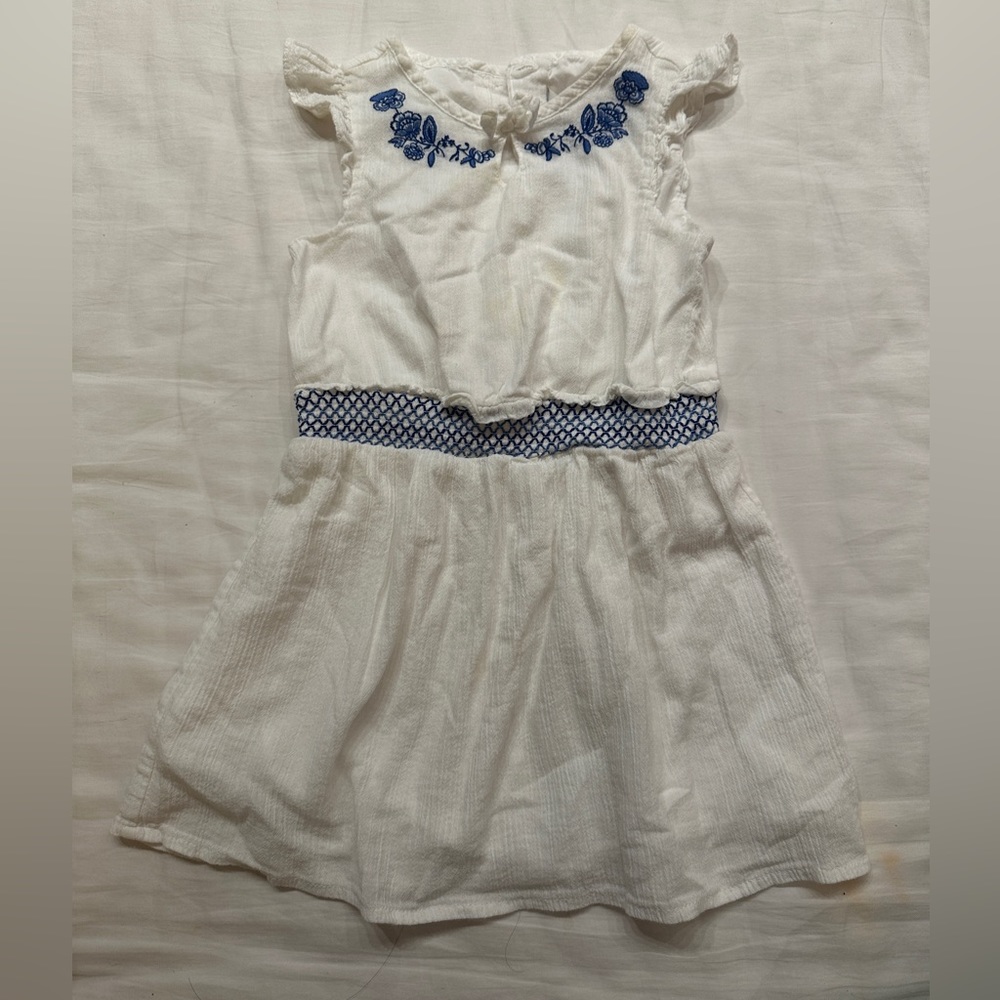 Janie & Jack White cotton gauzy dress size 5